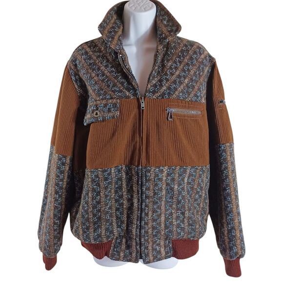 Vtg Bon-Ton B.T. Play Men Sherpa Lined Jacket LL Korea Corduroy Wool Zip Utility - Picture 2 of 12
